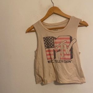 AMERICAN EAGLE MTV TAN USA THEME TANK SIZE SMALL